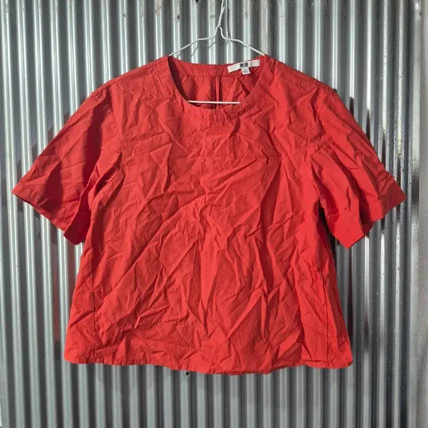 [BUNJANG] Uniqlo Women's Orange Short Sleeve Blouse / S 유니클로 여성 오렌지색 반팔 블라우스