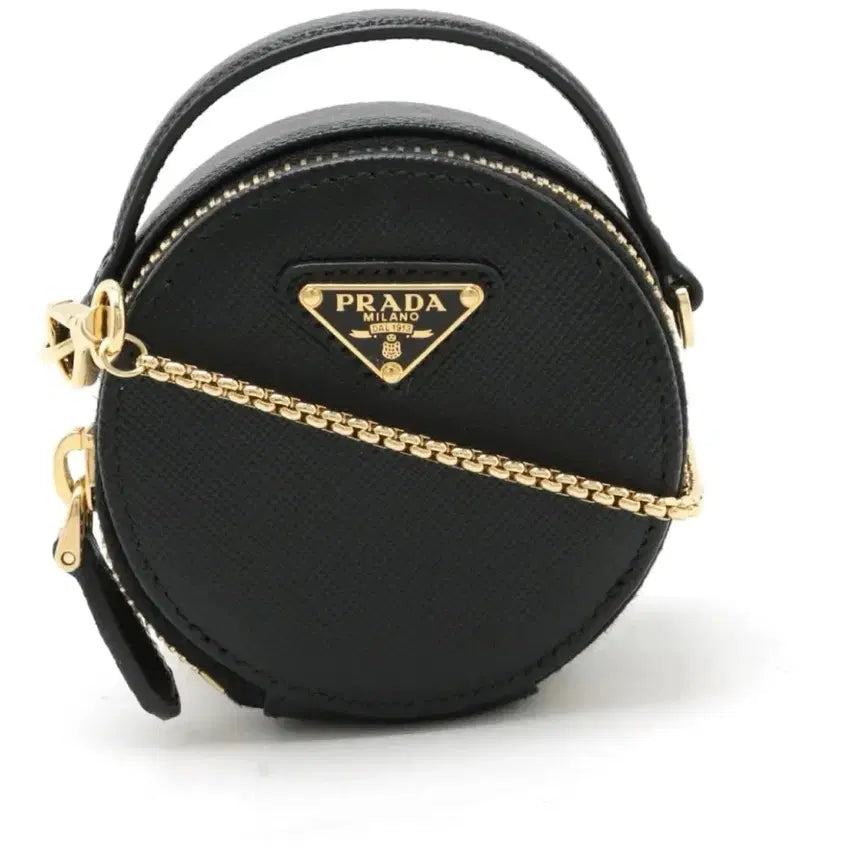 [BUNJANG] Prada Saffiano Leather Mini Round Coin Purse Black / 프라다 사피아노 미니 라운드 코인 퍼스 (Mini Contenitori)