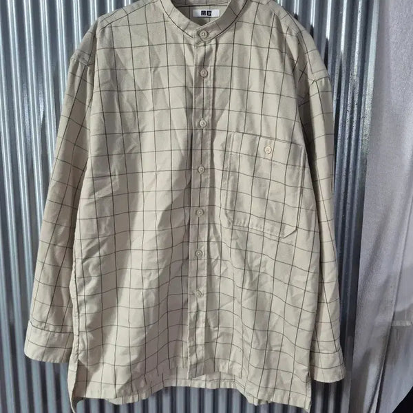 [BUNJANG] Uniqlo Men's Check Shirt Beige (M) / M 유니클로 남성 체크 셔츠 베이지