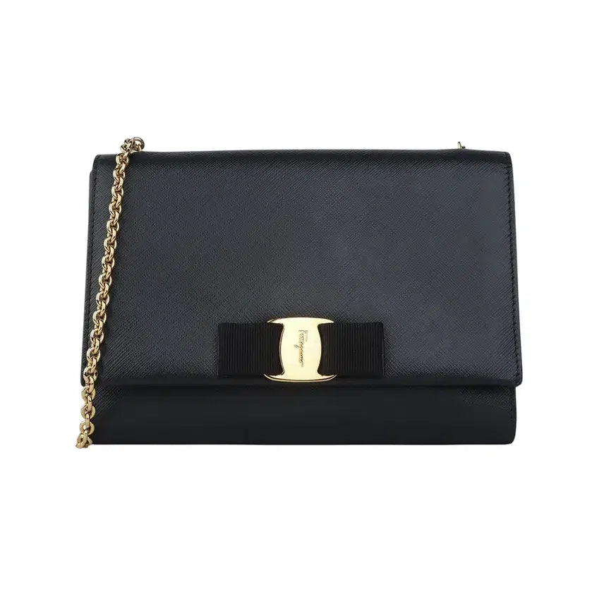 [BUNJANG] Salvatore Ferragamo Vara Bow Gini Chain Crossbody Bag / 페라가모 22 B558 금장 바라 보우 지니 체인 크로스백 37538