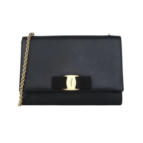[BUNJANG] Salvatore Ferragamo Vara Bow Gini Chain Crossbody Bag / 페라가모 22 B558 금장 바라 보우 지니 체인 크로스백 37538