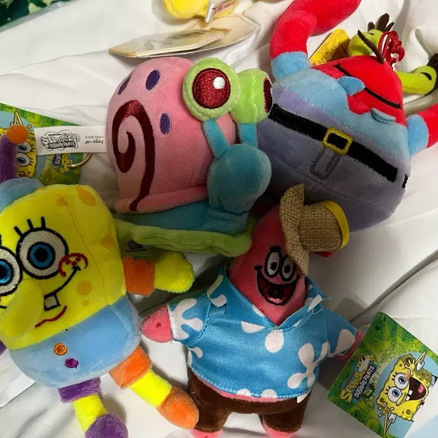 [BUNJANG] SpongeBob SquarePants Friends Plush Keychain Set (4 Pieces) / 스펀지밥 친구들 인형 키링 세트 4개 전부