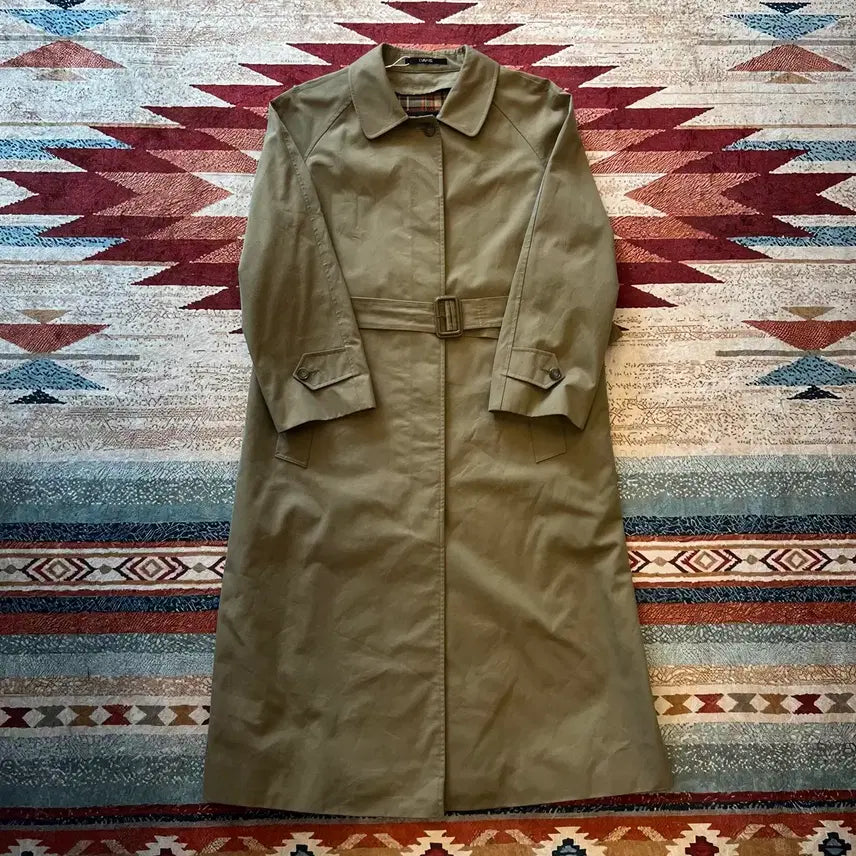[BUNJANG] Daks Women's Check Lining Trench Long Coat (Khaki Brown) / 닥스 여성 체크 안감내피 트렌치 롱코트 [카키브라운] 88-160