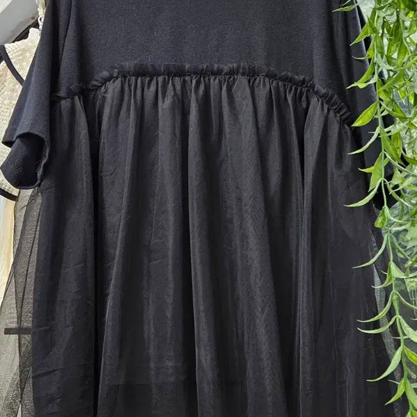 [BUNJANG] Black Double Layer T-Shirt (Plus Size) / 빅사이즈 블랙 이중 티셔츠(77~)