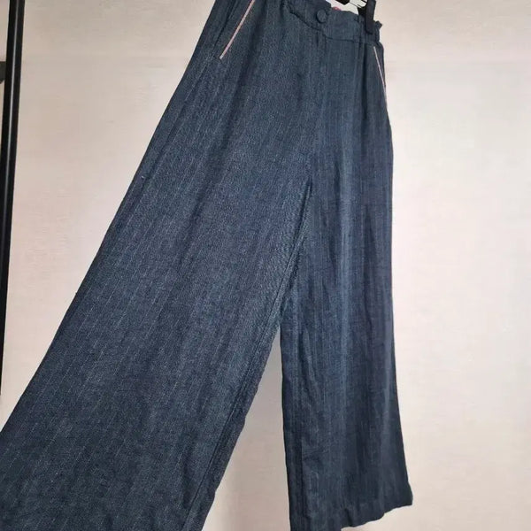 [BUNJANG] Son Jung Wan Linen Stripe Wide Pants (Size 55) / 손정완 린넨 스트라이프 와이드 팬츠 (55)