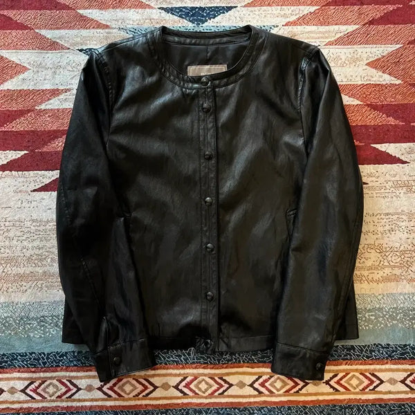 [BUNJANG] BCBG Nora Collar Leather Jacket - Black / BCBG 여성 레더 노라카 가죽자켓 [블랙] 88-96-160