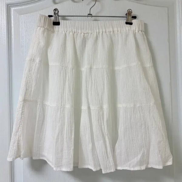 [BUNJANG] TOPTEN Tiered A-Line Mini Skirt White / [새상품]탑텐 화이트 캉캉 A라인 미니스커트