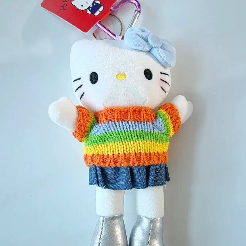 [BUNJANG] Hello Kitty Long-Legged Plushie Keychain / 헬로키티 뜨개질 옷 롱다리 인형 키링