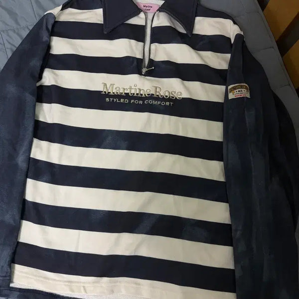 [BUNJANG] Martin Rose Polo Stripe Zip-Up Long Sleeve / [S]마틴로즈 폴로 스트라이프 집업 롱슬리브