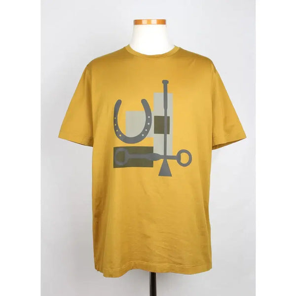 [BUNJANG] Hermes Horseshoe Logo Short Sleeve T-Shirt Yellow / [새상품/당일배송] 에르메스 말발굽 로고 반팔 티셔츠 L