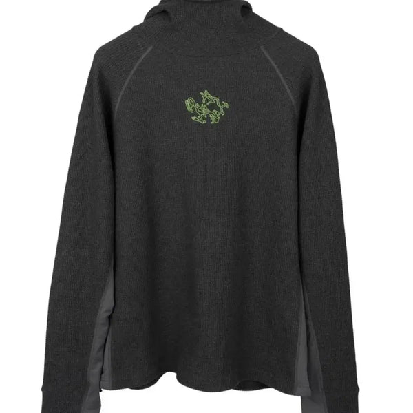 [BUNJANG] KOYU Waffle Scratch Lock Hoodie Charcoal 3 / 코유(KOYU) 와플 스크레치 락 후디 차콜 3