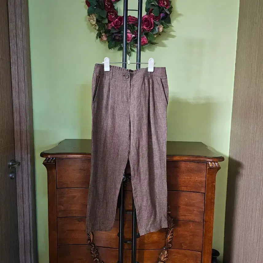 [BUNJANG] BCBG 100% Linen Slacks - Brown / BCBG 린넨100% 바지