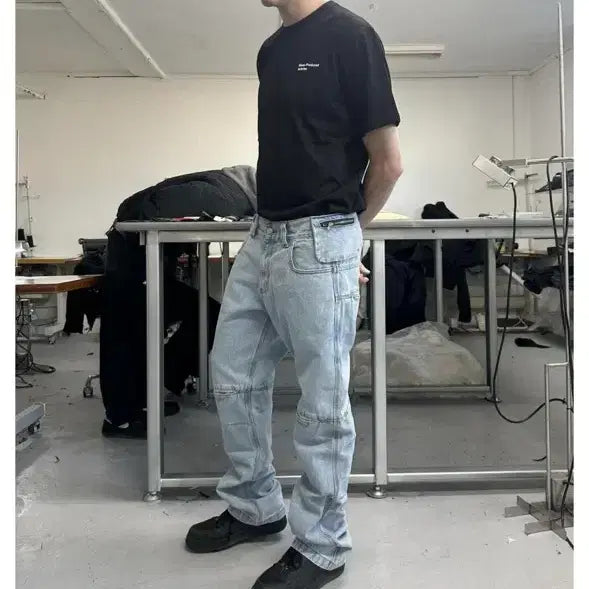 [BUNJANG] Plastic Product Back Pants Steel Blue L / 플라스틱프로덕트 백팬츠 스틸블루 L