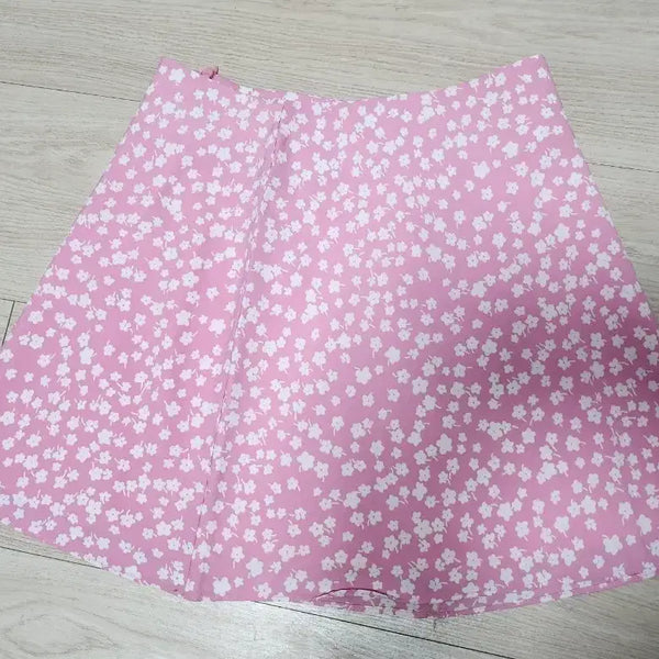[BUNJANG] AVECNOUS Pink Flower Pattern Flare Skirt / 분홍색 꽃무늬 플레어 스커트