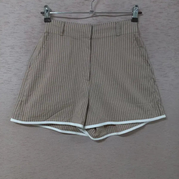 [BUNJANG] LOOKNONE Brown Stripe Shorts Women / B7-29/LOOKNONE 브라운 스트라이프  반바지 여성