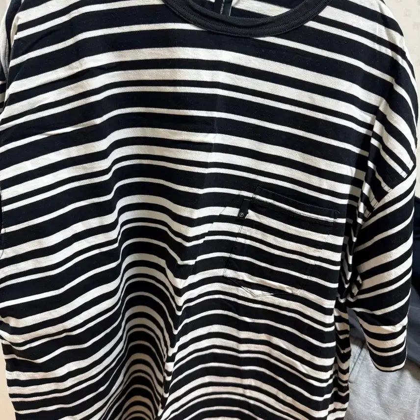 [BUNJANG] Moif Striped T-Shirt Black Size 3 / 모이프 스트라이프티 블랙 3사이즈