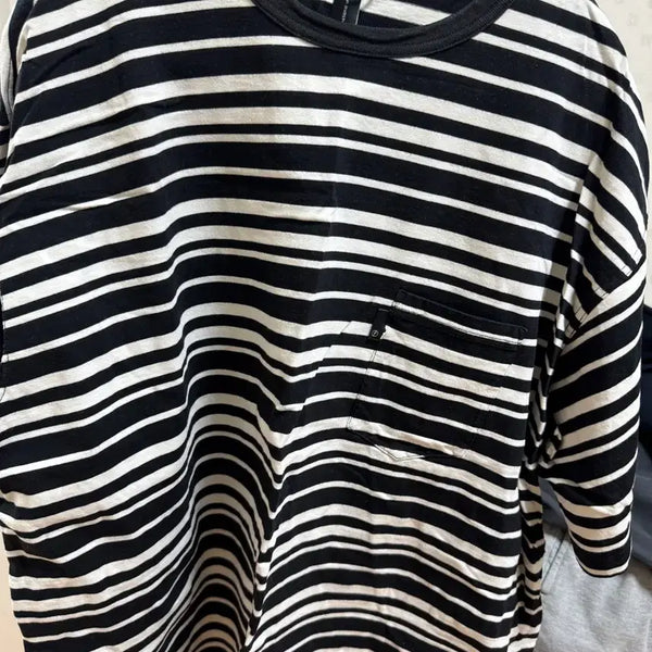 [BUNJANG] Moif Striped T-Shirt Black Size 3 / 모이프 스트라이프티 블랙 3사이즈