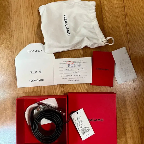 [BUNJANG] Salvatore Ferragamo Black Leather Belt Full Box Set / 페라가모 벨트 검정색 + 풀박스