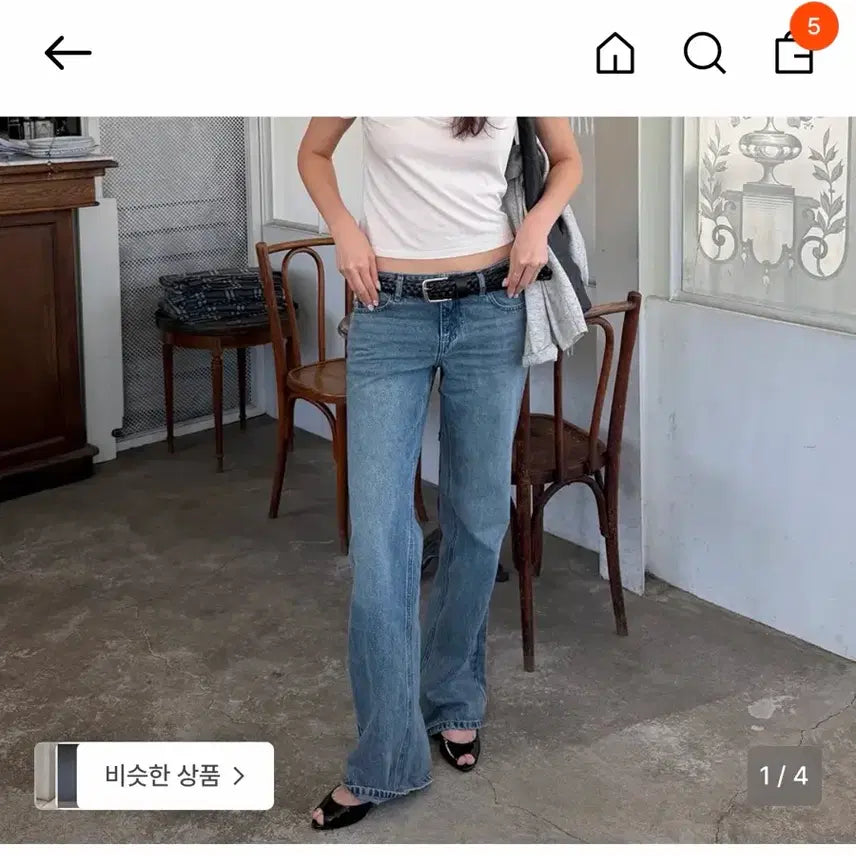[BUNJANG] Glowny Rodeo Jeans Washed Blue XS / 글로니 로데오진 워시드블루 xs