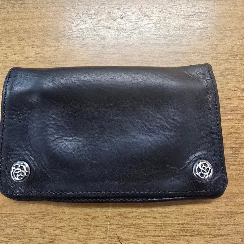 [BUNJANG] Chrome Hearts Black Leather Wallet Floral 2 Button 1 Zip / 크롬하츠 레더 반지갑 블랙 플로럴 2버튼 1ZIP