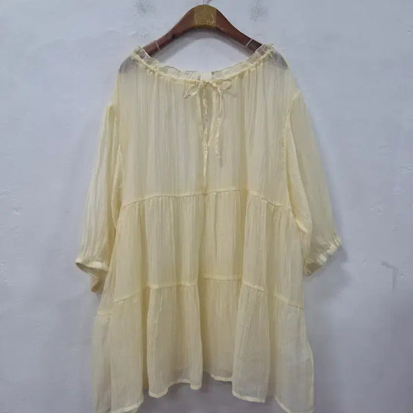 [BUNJANG] Sheer Short Dress with Frill Detail / 시스루 숏 원피스