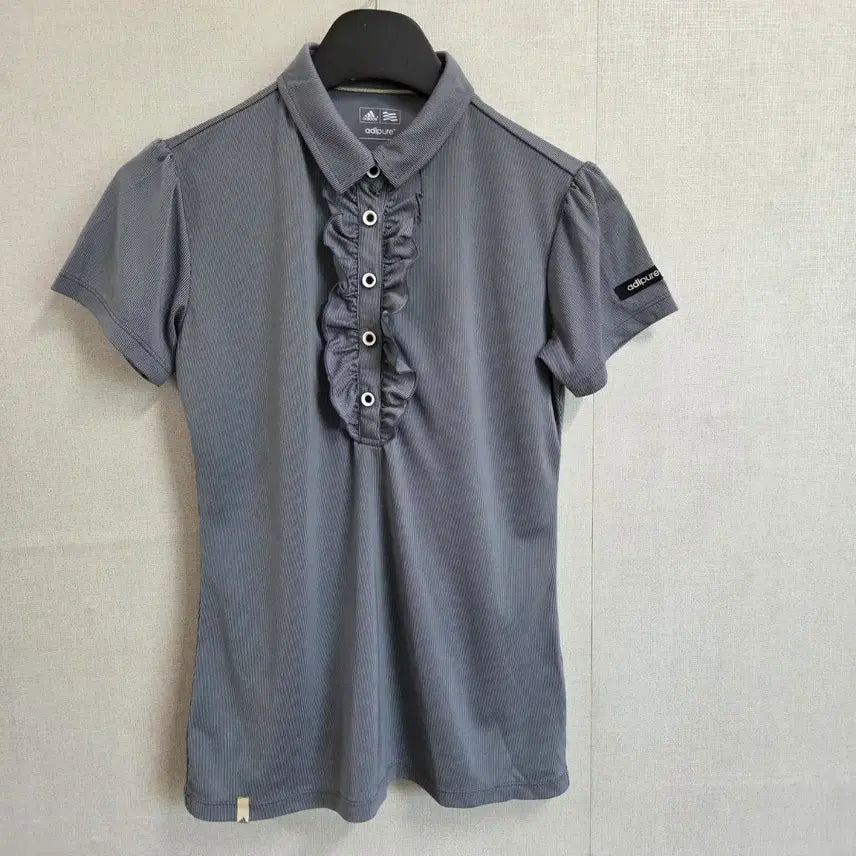 [BUNJANG] Adidas Women's Golf Wear Short Sleeve Frill Collar Top JJ3114 / 아디다스 여성 골프웨어 반팔 프릴 카라 s/p JJ3114