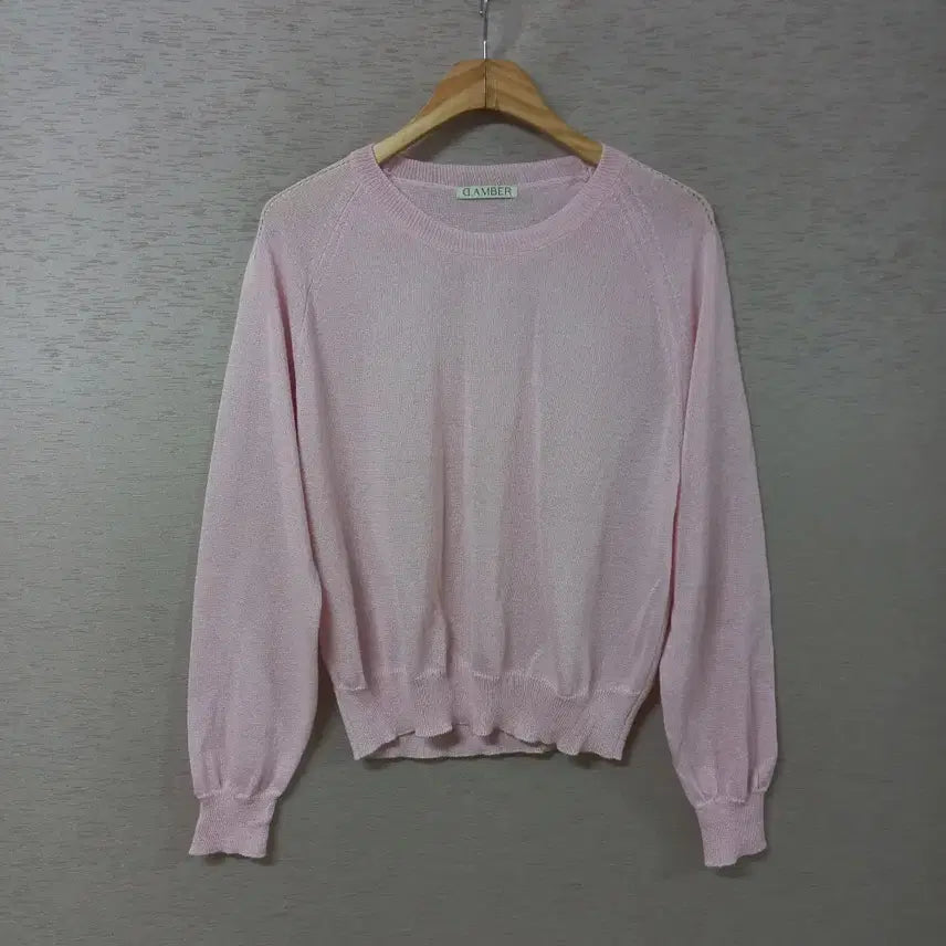[BUNJANG] Pink Ribbed Knit Top Women / B7-29/핑크 시보리 니트티 여성