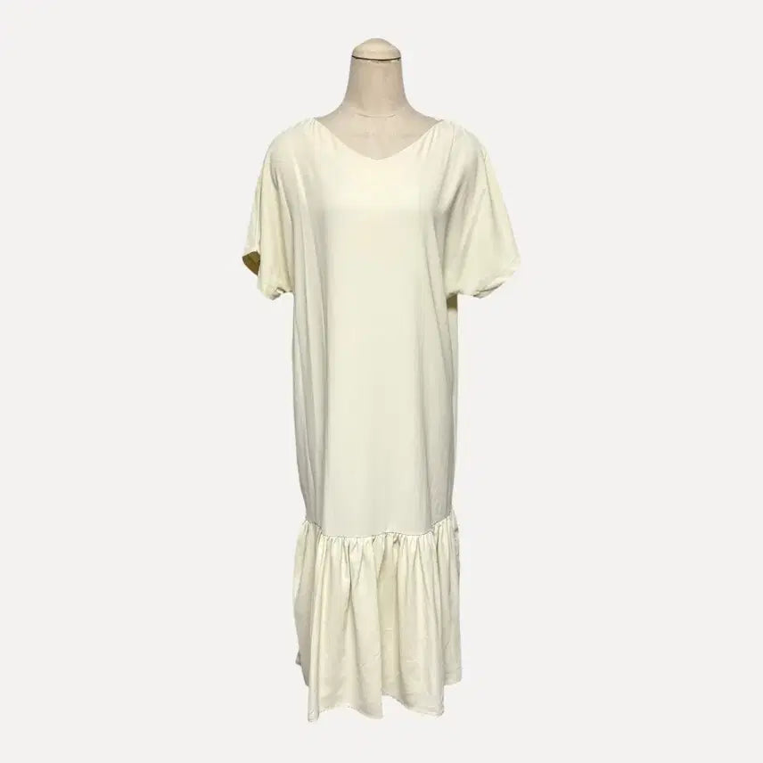 [BUNJANG] Ivory Loose Fit Frill Short Sleeve Dress / 1793 아이보리 루즈핏 프릴 반팔원피스