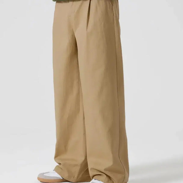 [BUNJANG] AGEDOD One-Tuck Wide Twill Cotton Banding Pants / 에이지오디 원턱 와이드 트윌 코튼 밴딩 팬츠