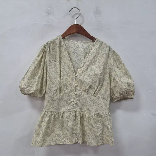[BUNJANG] DAZY Floral Puff Sleeve Blouse / DAZY 잔꽃 퍼프소매 블라우스