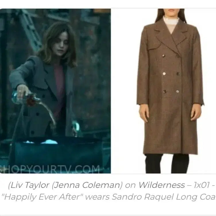 [BUNJANG] Sandro Houndstooth Wool Double-Breasted Women's Long Coat / (택O)산드로(Sandro) 하운드투스 울 더블 여성 롱코트