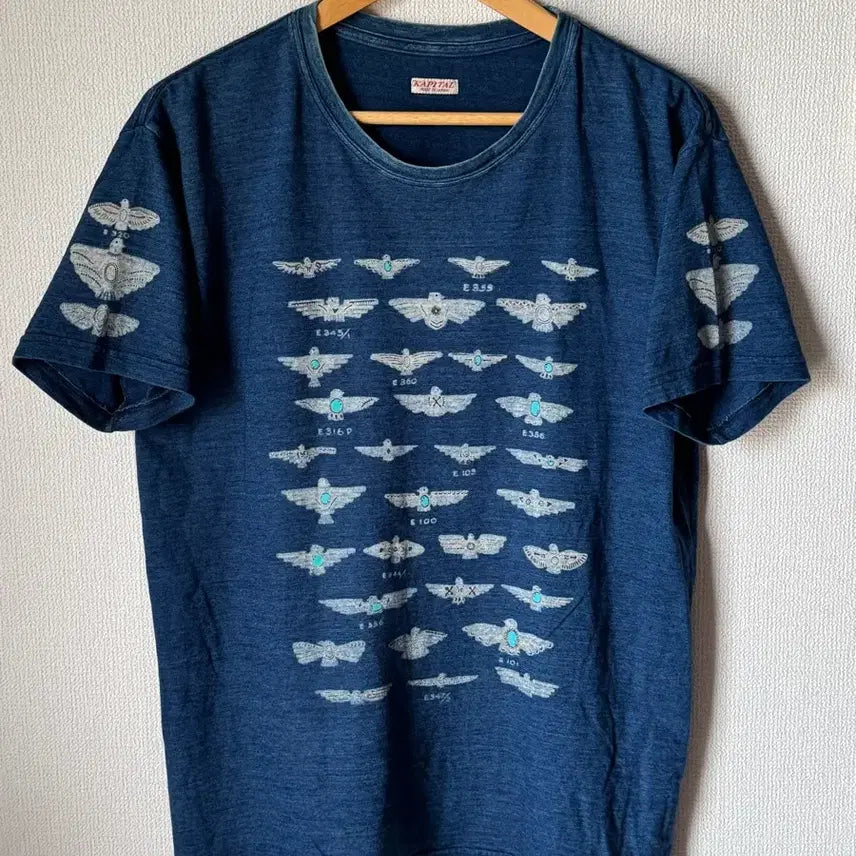 [BUNJANG] Kapital Thunderbird Concho Indigo Dye T-Shirt Size 4 / 캐피탈 썬더버드 콘쵸 아카이브 인디고 다잉 티셔츠 천축 4사이즈