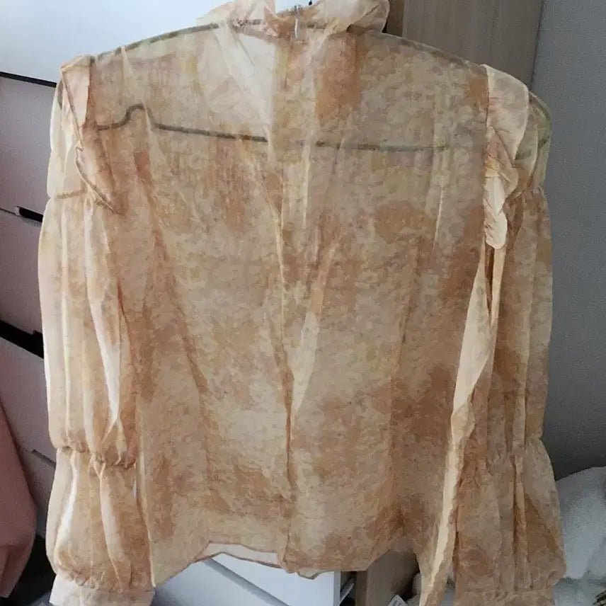 [BUNJANG] Chiffon Blouse Beige Pattern / 쉬폰 블라우스 베이지 패턴