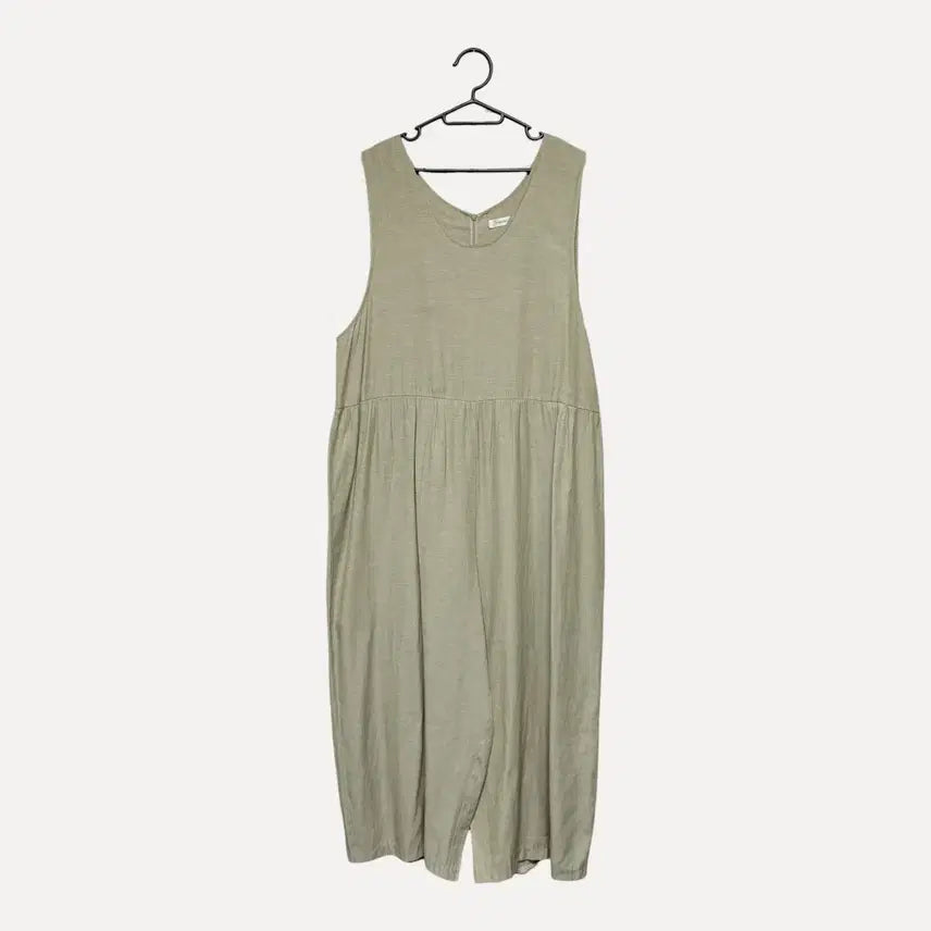[BUNJANG] Linen Sleeveless Jumpsuit Khaki / 1801 린넨 카키 나시 점프수트