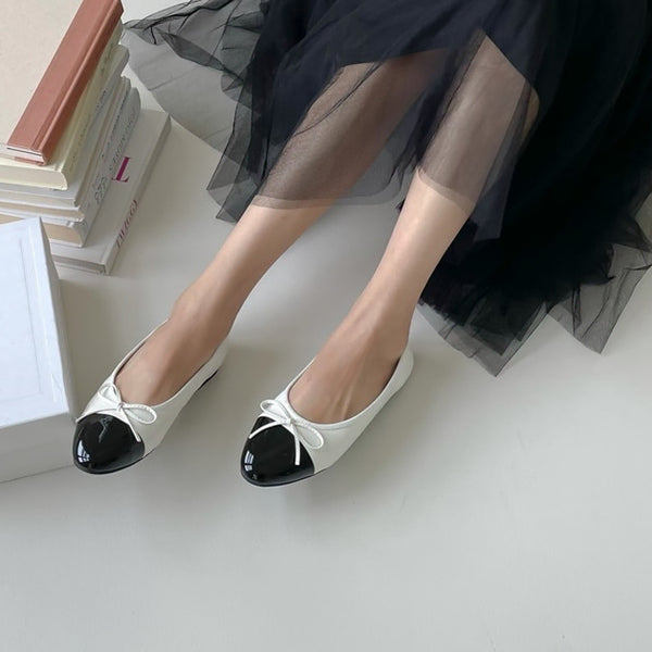 [BUNJANG] Ribbon Flat Shoes - Size 225 / 새상품 배색 리본 플랫 225사이즈 판매