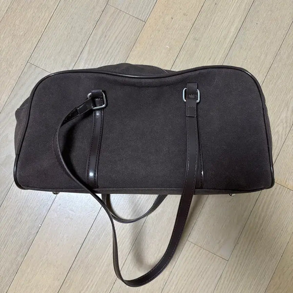 [BUNJANG] Suede Boston Square Shoulder Bag / 스웨이드 보스턴 스퀘어 숄더백