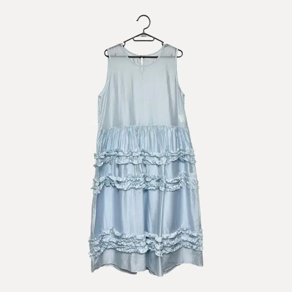 [BUNJANG] Sky Blue Frill Sleeveless Mini Dress / 1802 하늘색 프릴 민소매 나시원피스