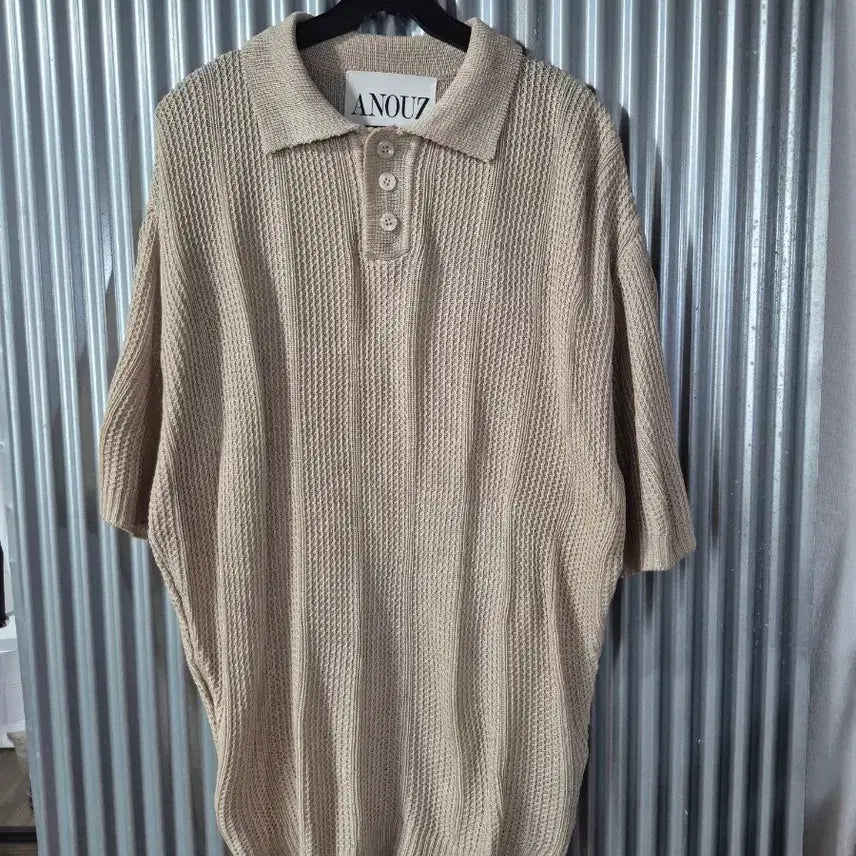 [BUNJANG] Anouze Men's Polo Short Sleeve Knit Beige M / M 어누즈 남성 폴로 반팔 니트 베이지