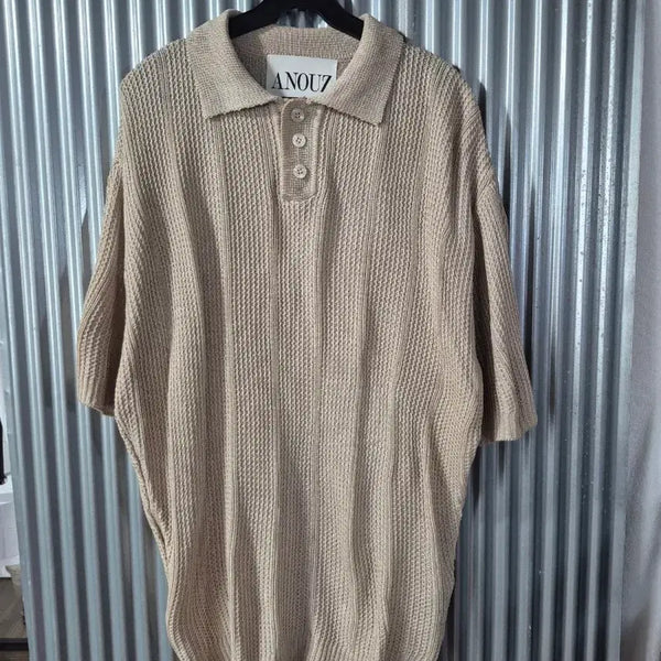 [BUNJANG] Anouze Men's Polo Short Sleeve Knit Beige M / M 어누즈 남성 폴로 반팔 니트 베이지