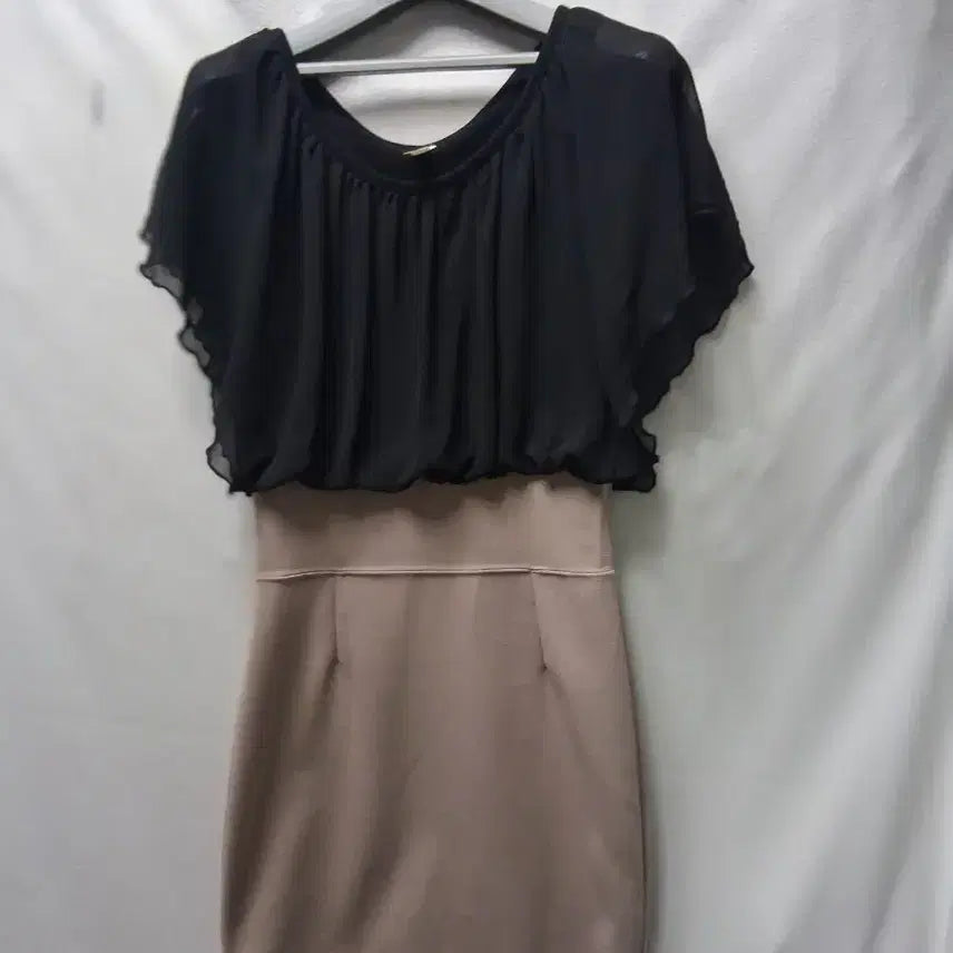 [BUNJANG] Black Chiffon Two-Piece Dress S / 블랙 쉬폰 투피스 원피스 S
