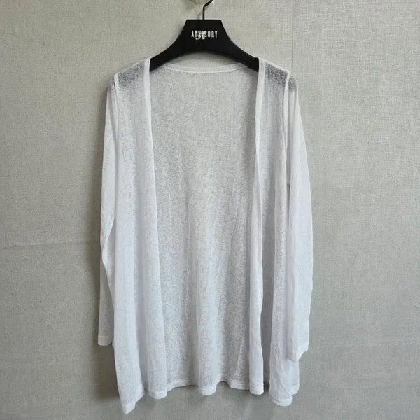 [BUNJANG] Women's White See-Through Long Cardigan / 여성 화이트 시스루 롱 가디건 F JJ3119