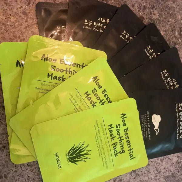 [BUNJANG] Sidmool Pore Tightening & Aloe Essential Soothing Mask Pack Bundle / 마스크팩