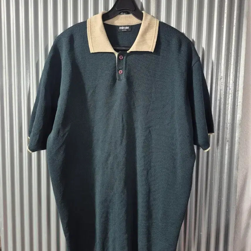 [BUNJANG] Minav Men's Knit Polo Shirt Khaki XL / XL 미나브 남성 니트 카라티 카키