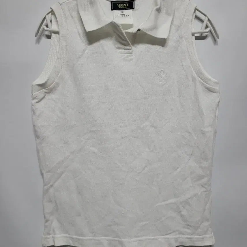 [BUNJANG] Versace Sleeveless Polo Shirt White S / 베르사체 민소매 카라티 화이트 S