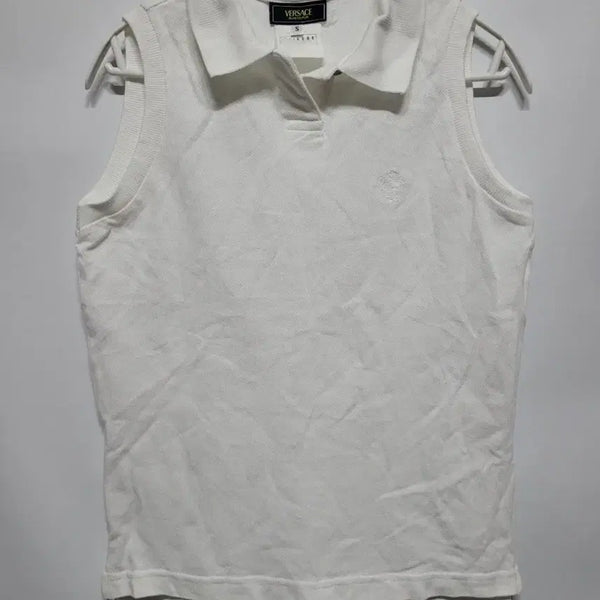 [BUNJANG] Versace Sleeveless Polo Shirt White S / 베르사체 민소매 카라티 화이트 S