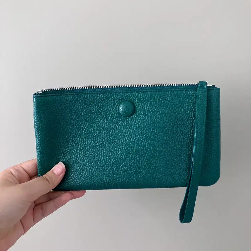 [BUNJANG] Bonggeut Leather Wallet Pouch Green / 봉긋 가죽 지갑 파우치 그린