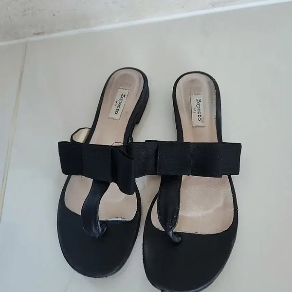 [BUNJANG] Repetto Satin Ribbon Leather Slipper Sandals / Repetto 레페토 새틴 리본 가죽 조리 쪼리스타일 슬리퍼 샌들