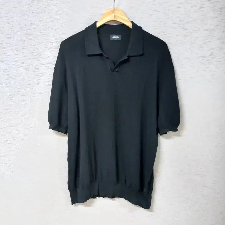 [BUNJANG] Musinsa Standard Black Collar Knit T-Shirt Men's XL / B7-29/무신사스탠다드 블랙 카라 니트티 남성XL