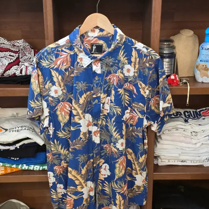 [BUNJANG] Blue Point Vintage Hawaiian Shirt - Deep Blue Tropical Floral L / Blue Point Vintage Hawaiian Shirt