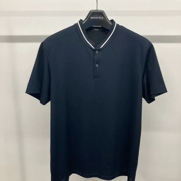 [BUNJANG] Theory Navy Henley Short Sleeve T-Shirt Size 107 / 띠어리 네이비 헨리넥 반팔 티셔츠 107